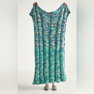 Anthropologie Chunky Knit Wool Throw Blanket NWT